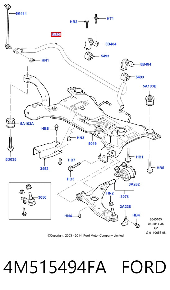 Stabilizator przedni do Ford Focus II DA, FFS, DS