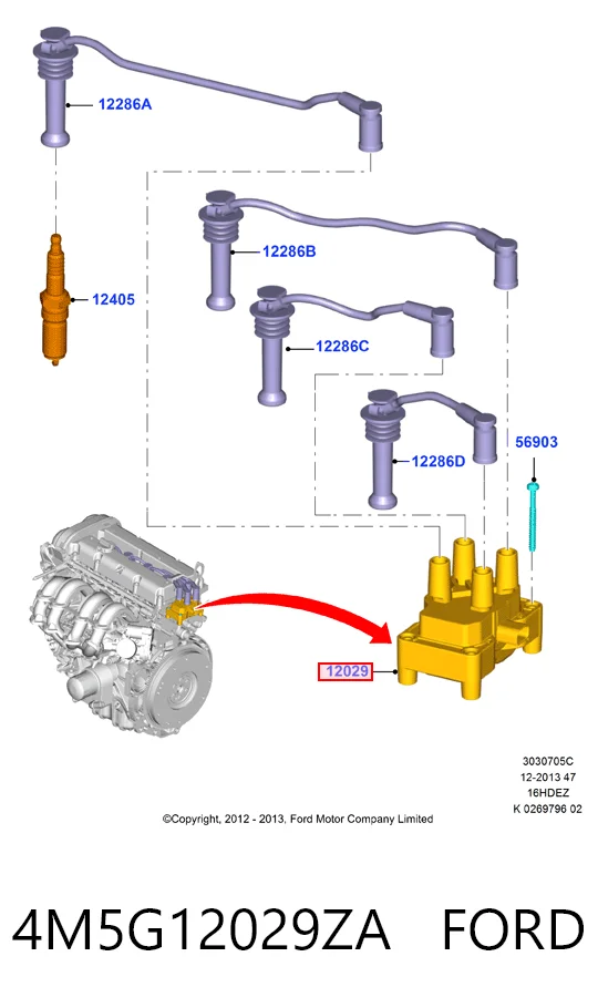 4M5G12029ZA Ford Cewka zapłonowa