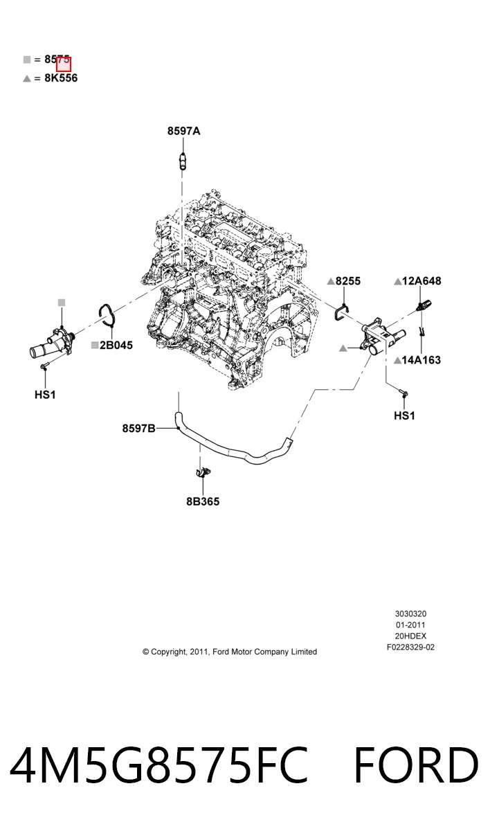 4M5G8575FC Ford Termostat