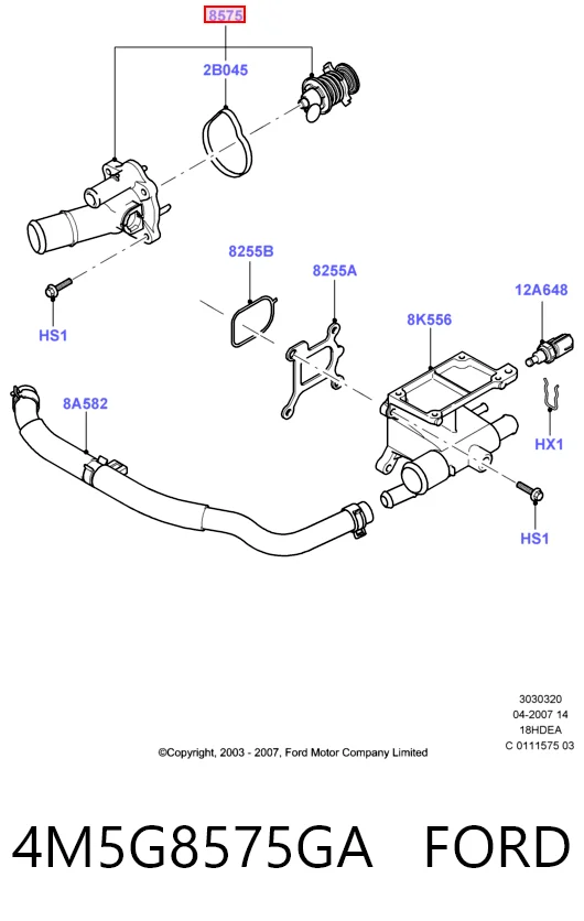 4M5G8575GA Ford Termostat