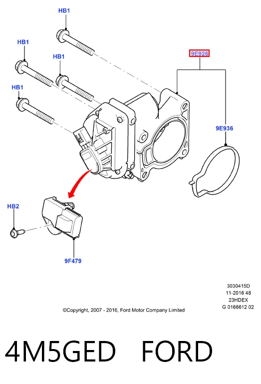 4M5GED Ford Przepustnica, komplet