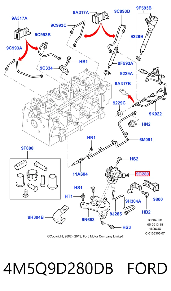 4M5Q9D280DB Ford Czujnik ciśnienia paliwa