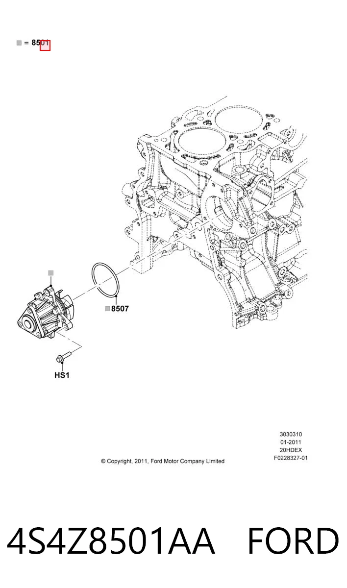 4S4Z8501AA Ford Pompa chłodząca wodna