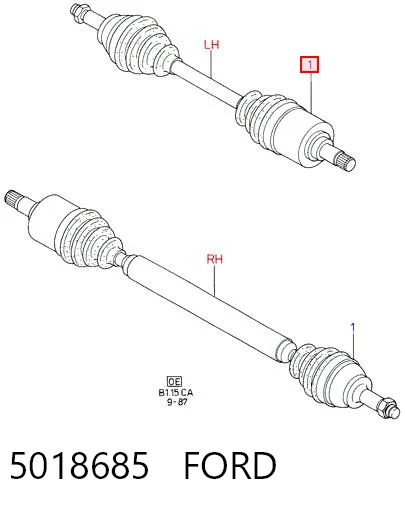 Do koszyka Półoś napędowa przednia prawa Ford Escort III GAA, AWA, ABFT, AVA