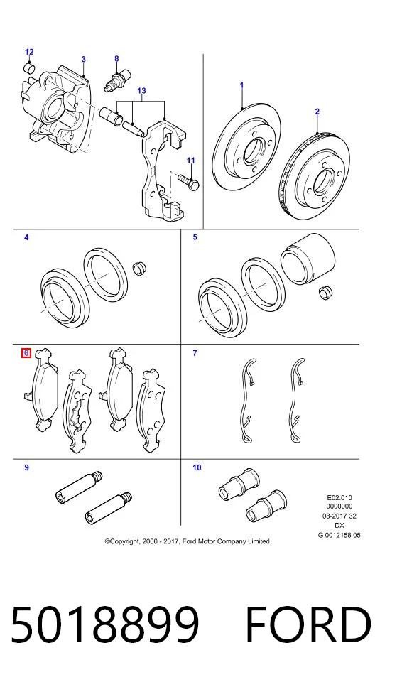 5018899 Ford Klocki hamulcowe przednie tarczowe