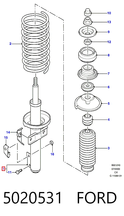 Do koszyka Amortyzator przedni Ford Fiesta Mk3 GFJ
