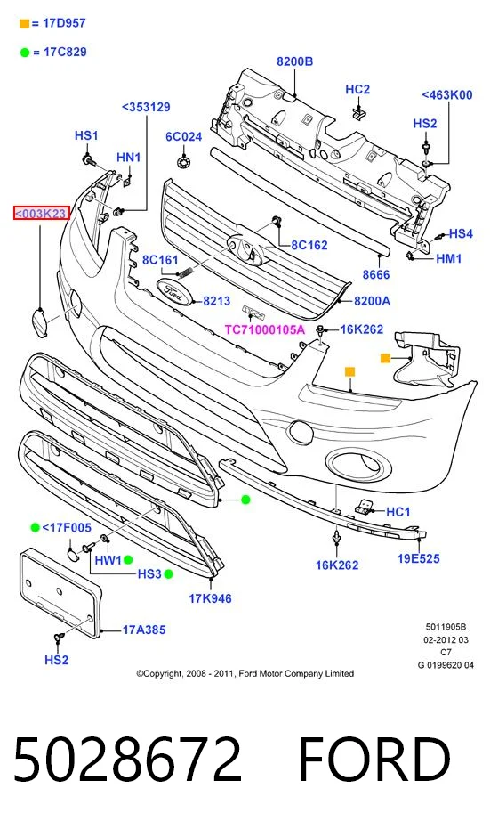 5028672 Ford Zaślepka haku holowniczego zderzaka przednia