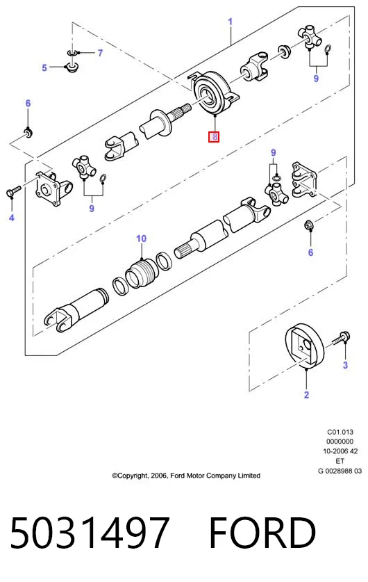 5031497 Ford Łożysko podwieszane wału Cardana