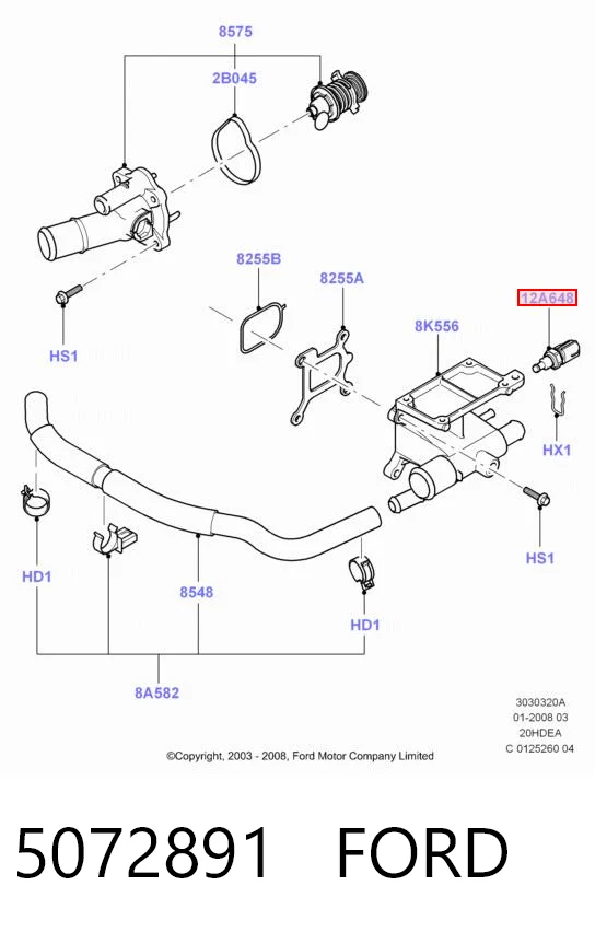 5072891 Ford Czujnik temperatury płynu chłodzącego