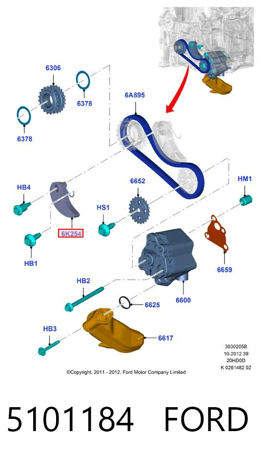 5101184 Ford Napinacz łańcucha pompy oleju