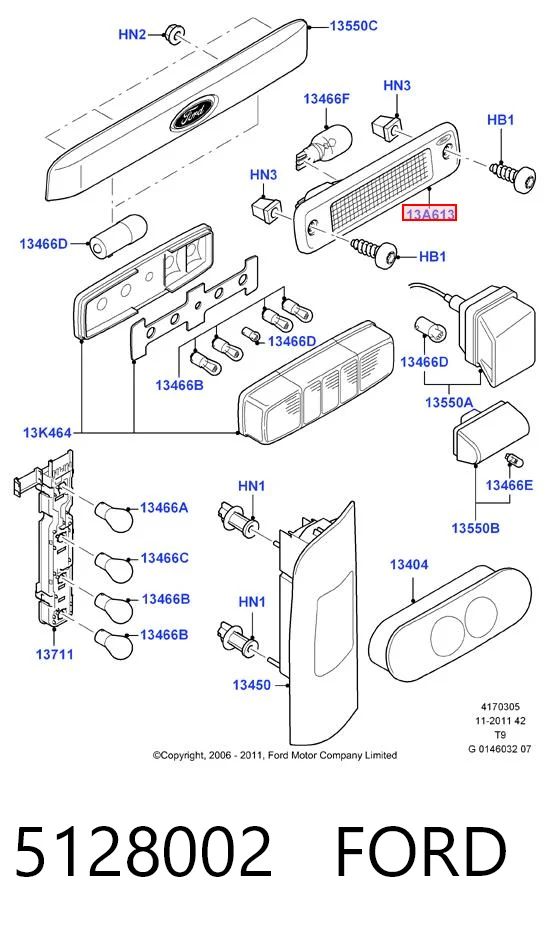 5128002 Ford Lampa stop tylna dodatkowa