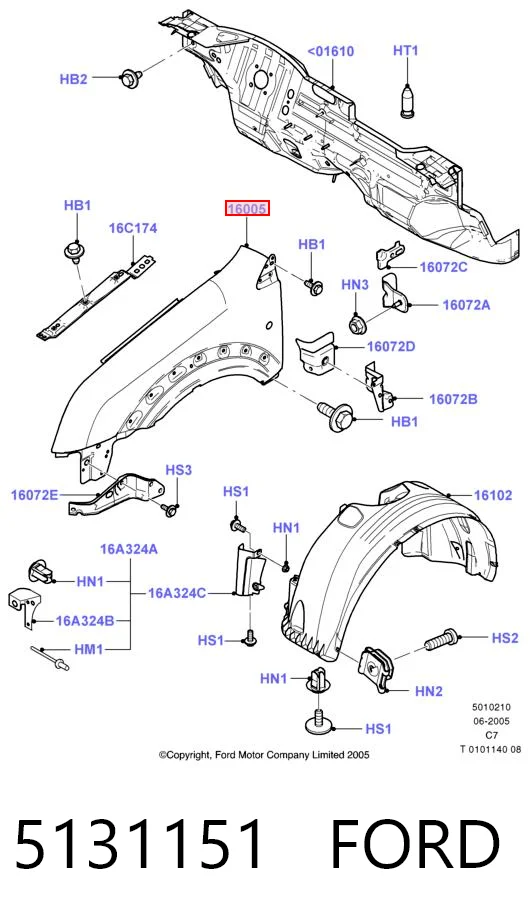5131151 Ford Błotnik przedni prawy