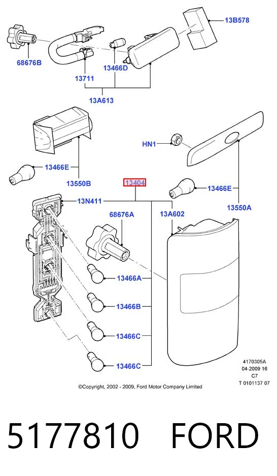 Lampa zespolona tylna prawa do Ford Connect  TC7