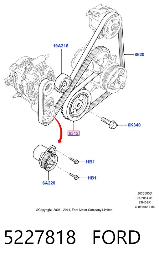 5227818 Ford Koło pasowe wału korbowego