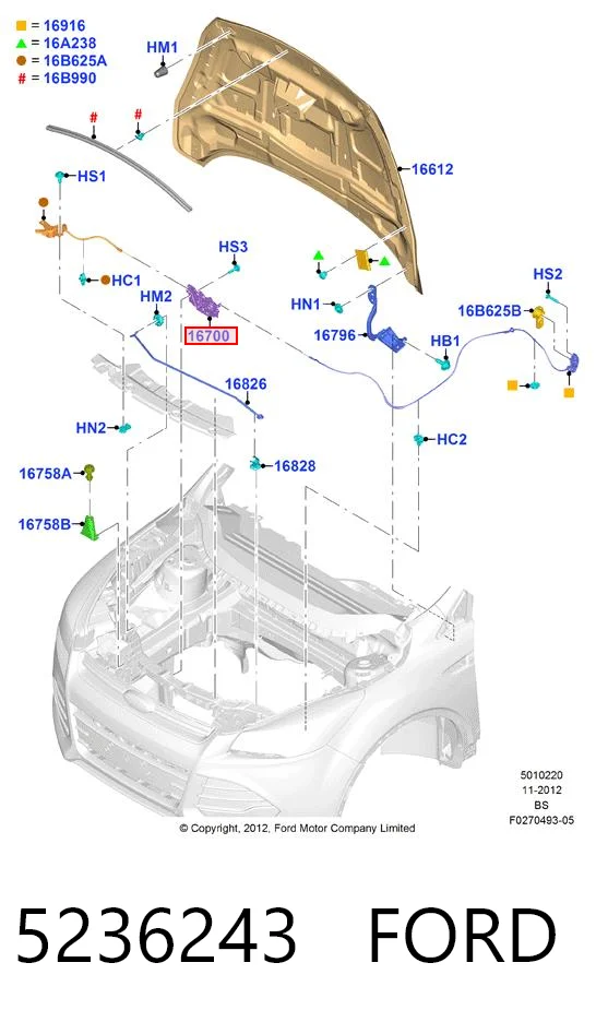 5236243 Ford Zamek maski
