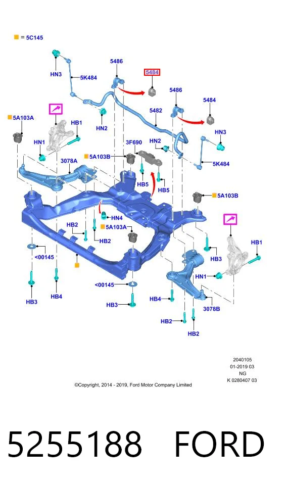 5255188 Ford Tuleja stabilizatora przedniego