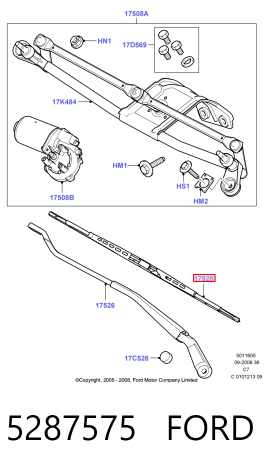 Pióro wycieraczki szyby przedniej, zestaw (2 szt.) Ford Connect awangarda (TC7) (2002 - 2013) cena, od 21,89 USD