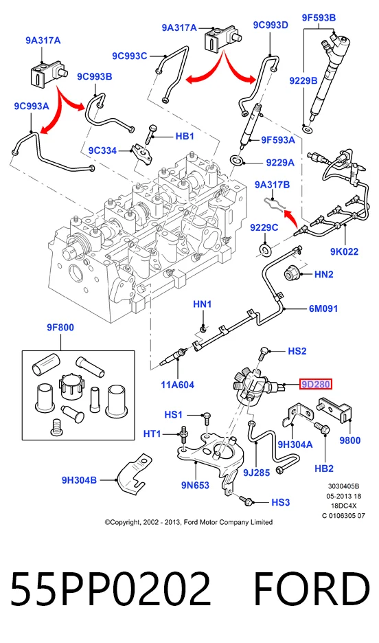 55PP0202 Ford Czujnik ciśnienia paliwa