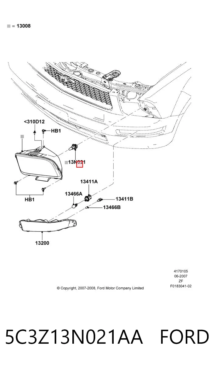 5C3Z13N021AA Ford Żarówka halogenowa
