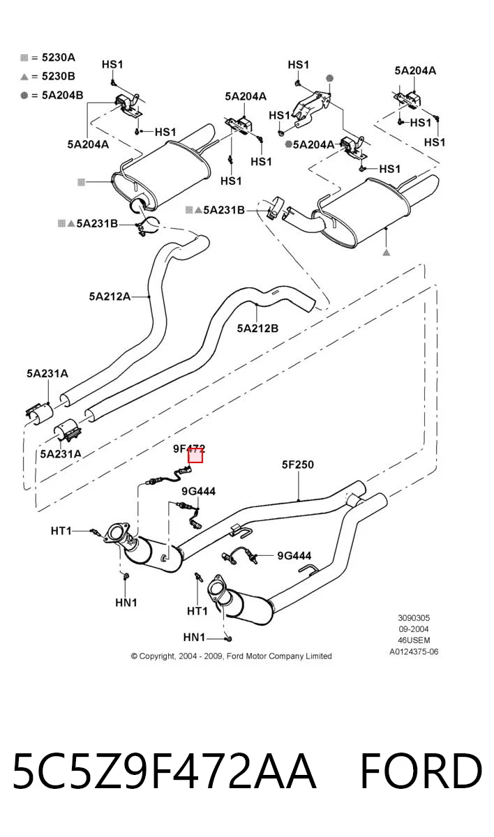 5C5Z9F472AA Ford Sonda lambda czujnik tlenu przed katalizatorem