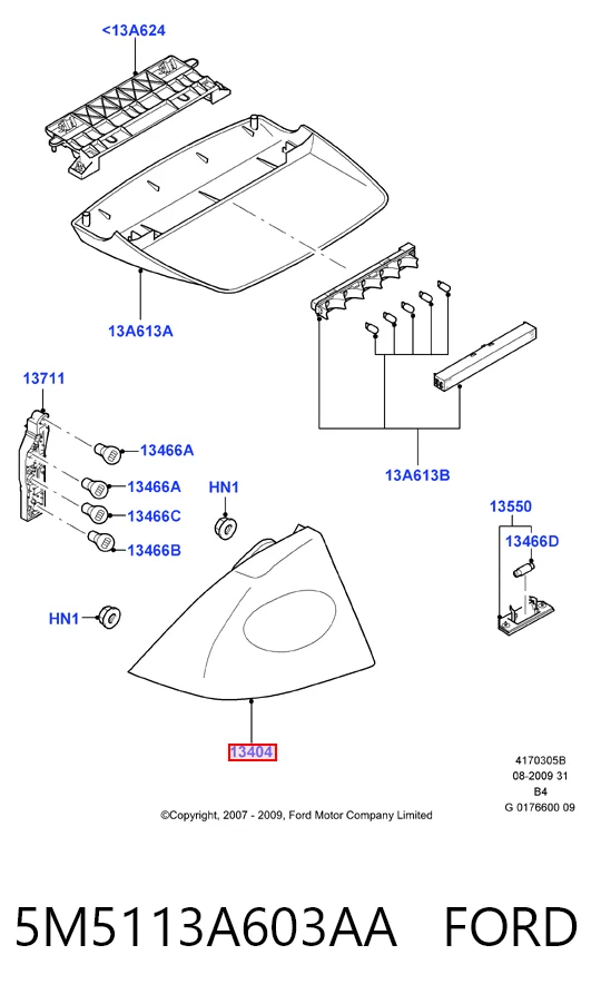 5M5113A603AA Ford Lampa zespolona tylna lewa