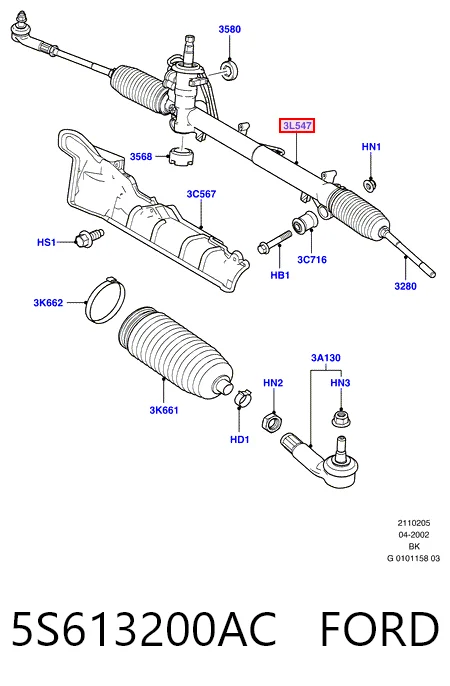 5S613200AC Ford Listwa kierownicza (maglownica)