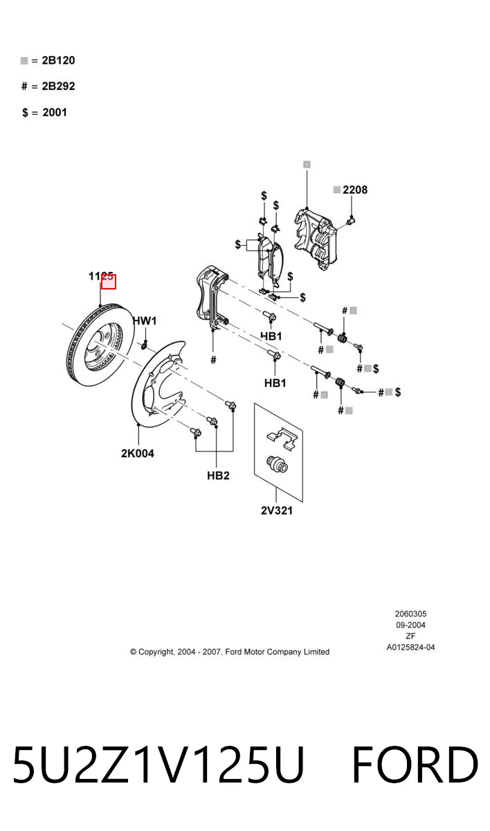 5U2Z1V125U Ford Tarcza hamulcowa przednia