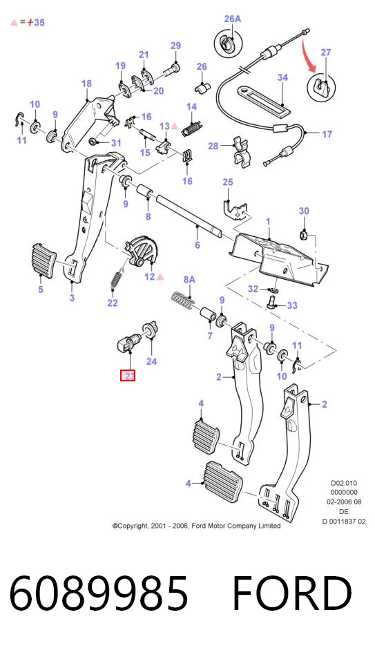 6089985 Ford Czujnik włącznika świała stop