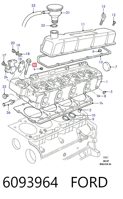 Śruba głowicy cylindrów do Ford Transit IV E