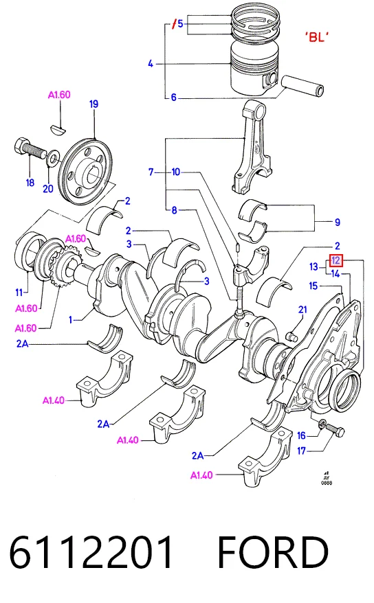 6112201 Ford Uszczelniacz wału korbowego silnika tylny