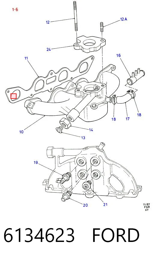 Uszczelka rury odbiornika tłumika do Ford Sierra II GBG, GB4