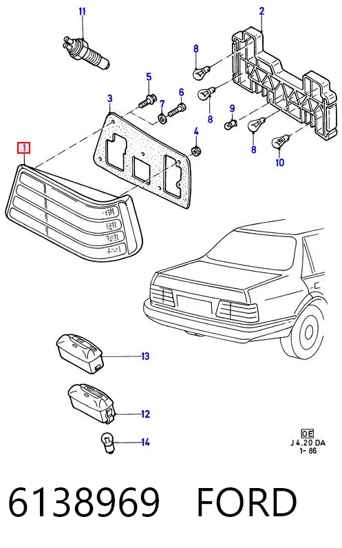 Lampa zespolona tylna lewa do Ford Orion II AFF