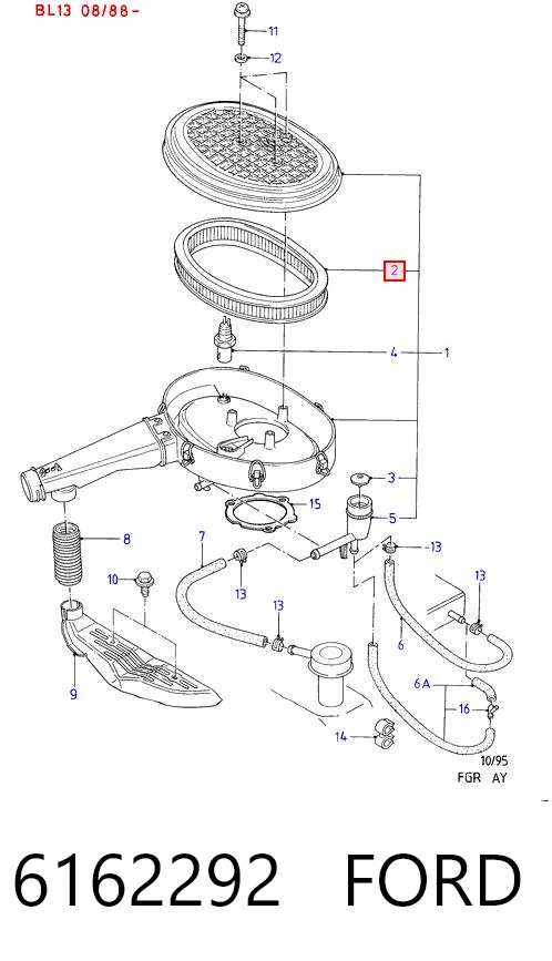 Do koszyka Filtr powietrza Ford Fiesta Mk3 GFJ