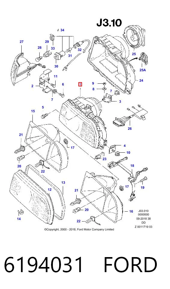 Reflektor prawy Ford Sierra II sedana (GBG, GB4) (1987 - 1993) cena, od 74,91 USD