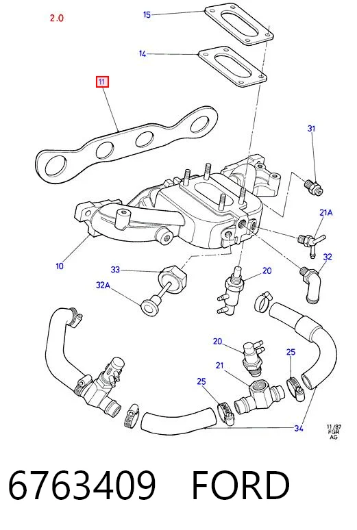 Uszczelka kolektora ssącego do Ford Sierra GBC