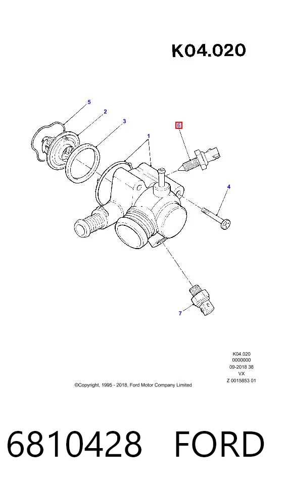 6810428 Ford Czujnik temperatury płynu chłodzącego