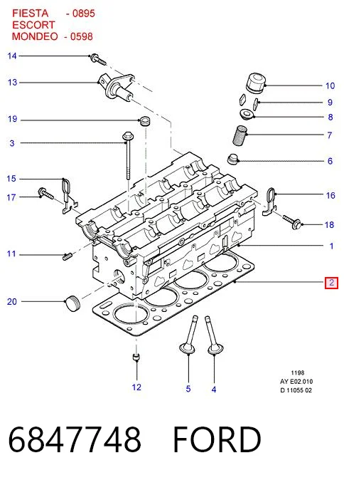 Do koszyka Uszczelka głowicy cylindrów Ford Escort VI GAL
