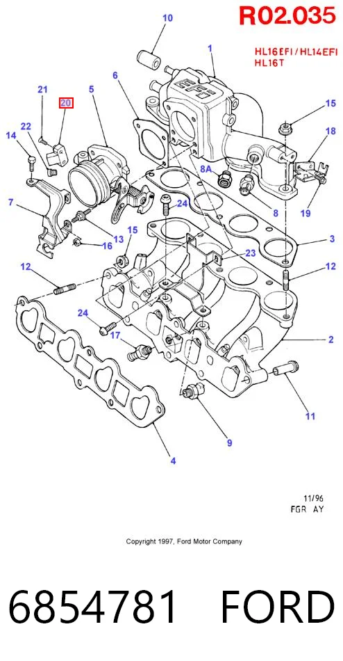 6854781 Ford Czujnik położenia przepustnicy (potencjometr)