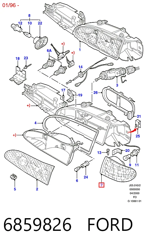 Do koszyka Kierunkowskaz prawy Ford Mondeo I GBP