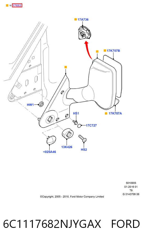 Do koszyka Lusterko wsteczne prawe Ford Transit V V184/5
