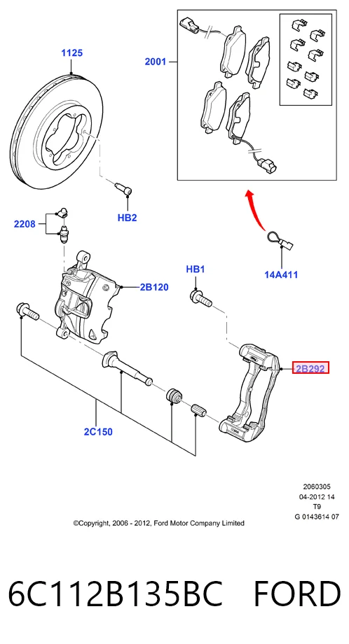 Jarzmo zacisku hamulcowego przedniego do Ford Transit V347/8