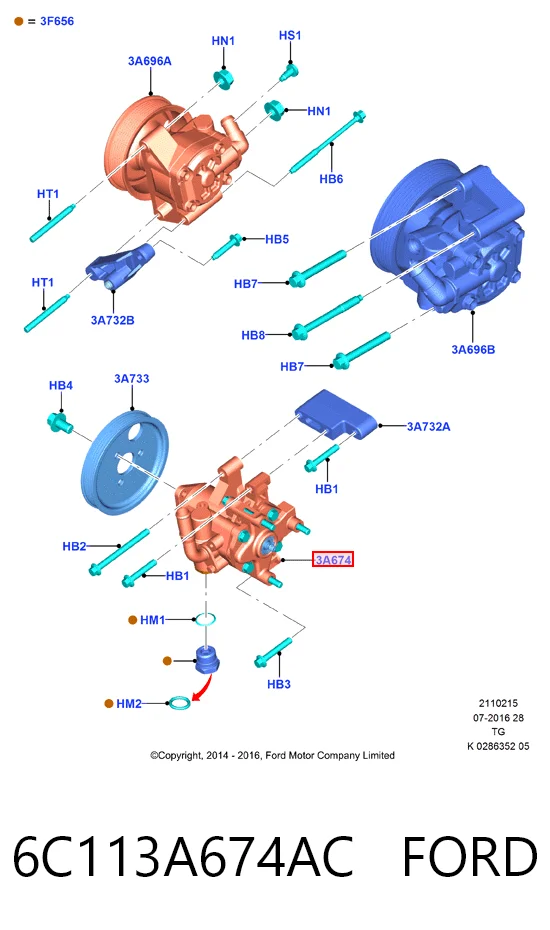 6C113A674AC Ford Pompa wspomagania hydraulicznego kierownicy