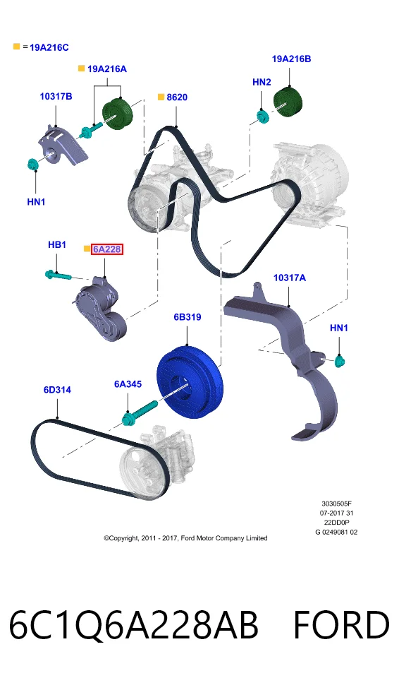 6C1Q6A228AB Ford Napinacz paska napędowego