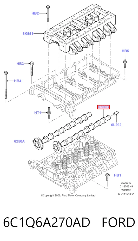 Wał rozrządu silnika ssący, dolotowy Ford Transit VI awangarda (V347/8) (2006 - 2014) cena, od 167,60 USD