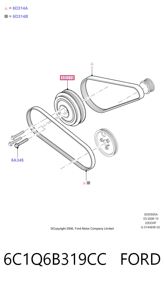 6C1Q6B319CC Ford Koło pasowe wału korbowego