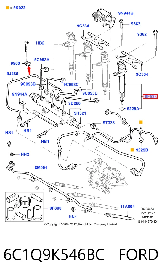 6C1Q9K546BC Ford Wtryskiwacz paliwa