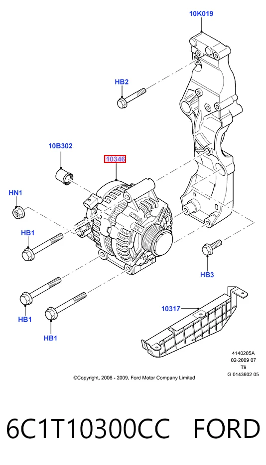 6C1T10300CC Ford Alternator
