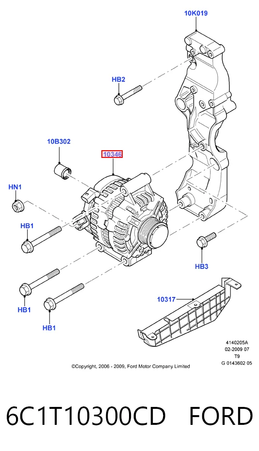 6C1T10300CD Ford Alternator