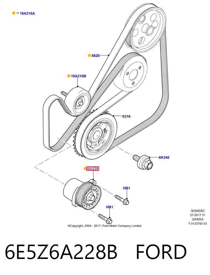 6E5Z6A228B Ford Napinacz paska napędowego