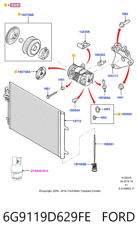 6G9119D629FE Ford Sprężarka klimatyzacji
